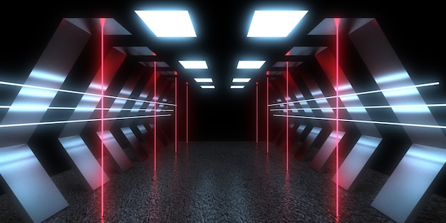 Abstrakter 3D-Hintergrund mit Neonlichtern