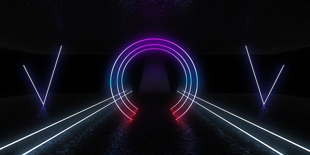 Abstrakter 3D-Hintergrund mit Neonlichtern