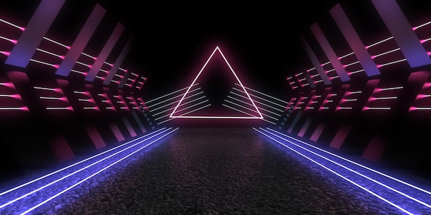 Abstrakter 3D-Hintergrund mit Neonlichtern