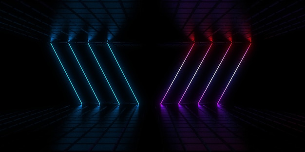 Abstrakter 3D-Hintergrund mit Neonlichtern