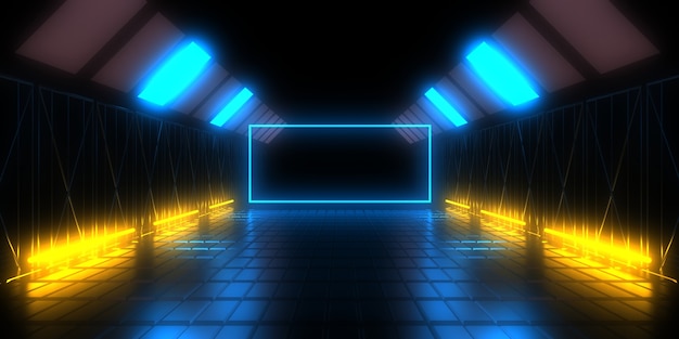 Abstrakter 3D-Hintergrund mit Neonlichtern