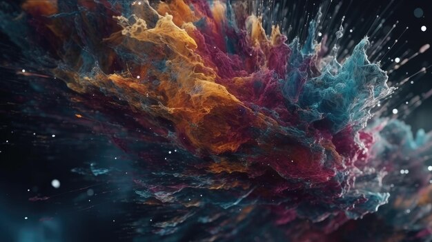 Foto abstrakter 3d-hintergrund mit rauch und farbenfrohen spritzen