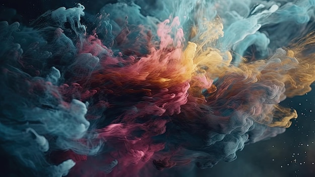 Abstrakter 3D-Hintergrund mit Rauch und farbenfrohen Spritzen