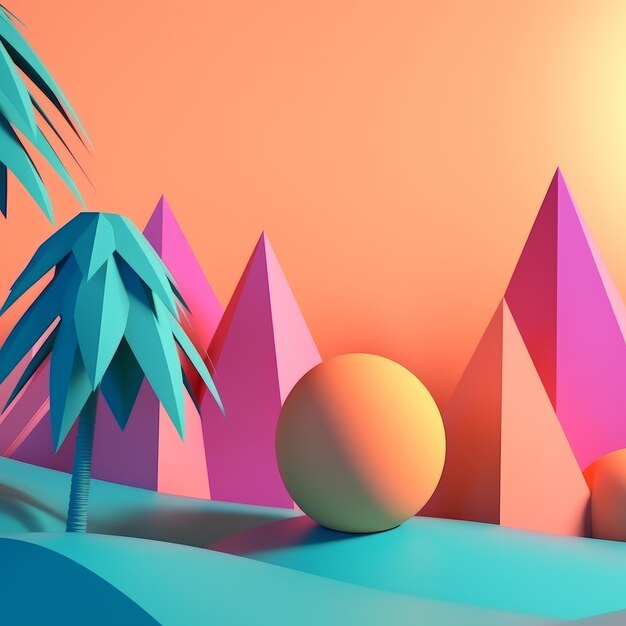 Abstrakter 3D-Hintergrund mit tropischem Sommer-Thema