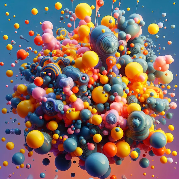 Abstrakter 3D-Kunsthintergrund Bunte schwimmende flüssige Kleckse Seifenblasen-Metaballs