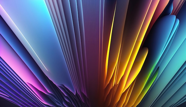 Abstrakter ätzender Hintergrund in einem 3D-Rendering mit Strahlen aus mehrfarbigem Licht. Generative KI