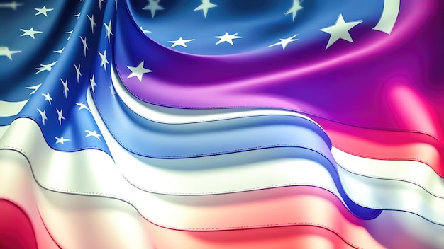 Abstrakter amerikanischer Hintergrund mit wellenhellen Farben der US-Flagge und kleinen weißen Sternen