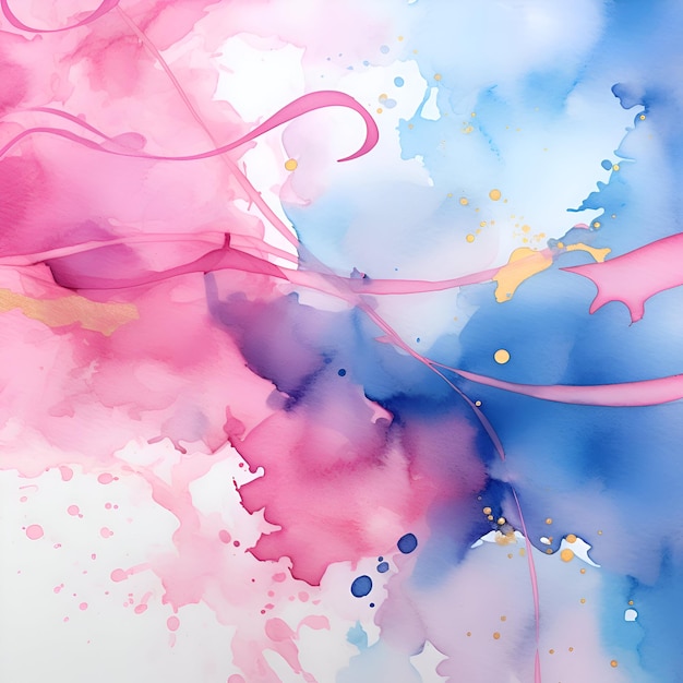 Abstrakter Aquarell-Hintergrund mit rosa und blauen Spritzen Illustration