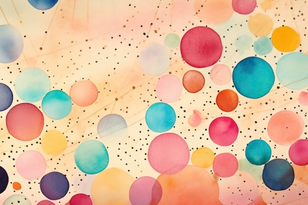 Abstrakter Aquarell-Stil mit gepunkteten Linien mit schillernder Farbe und beigem Hintergrund