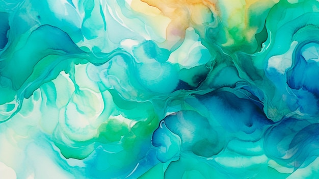Abstrakter aquarellblaugrüner und grüner Hintergrund, generativer KI-Illustrator