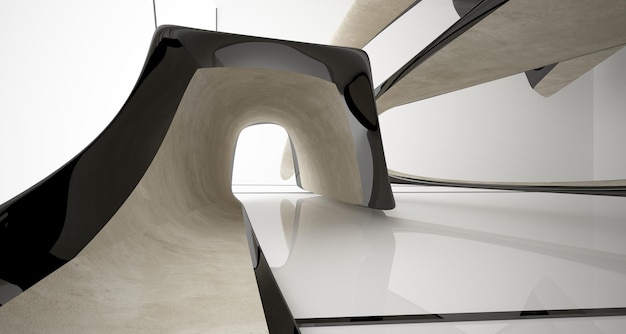 Abstrakter architektonischer glatter Betoninnenraum eines minimalistischen Hauses 3D-Illustration