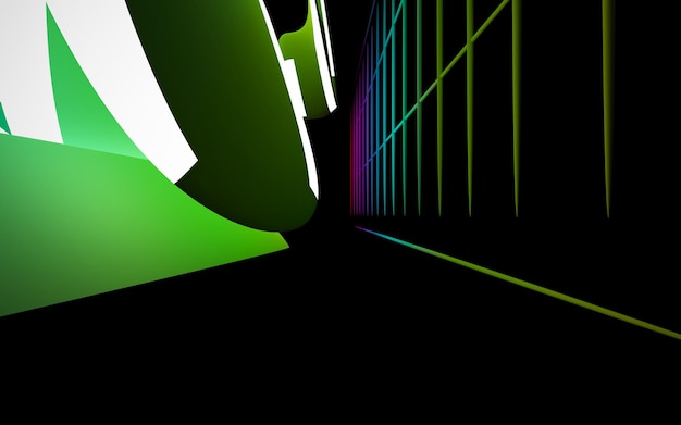 Abstrakter architektonischer minimalistischer Hintergrund Lasershow im ultravioletten Spektrum Modern