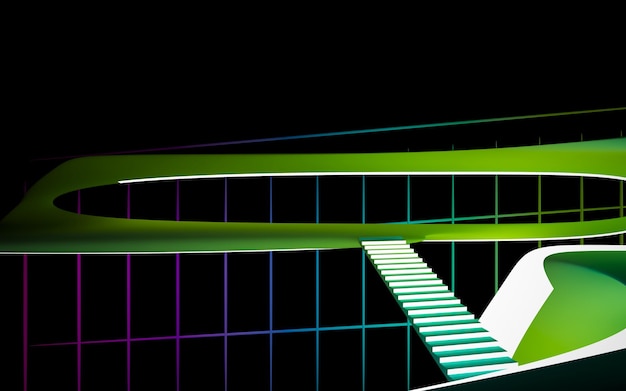 Abstrakter architektonischer minimalistischer Hintergrund Lasershow im ultravioletten Spektrum Modern