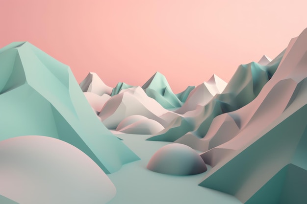 Abstrakter Berg blau rosa Schönheit Hintergrund Pastellfarben generative ai