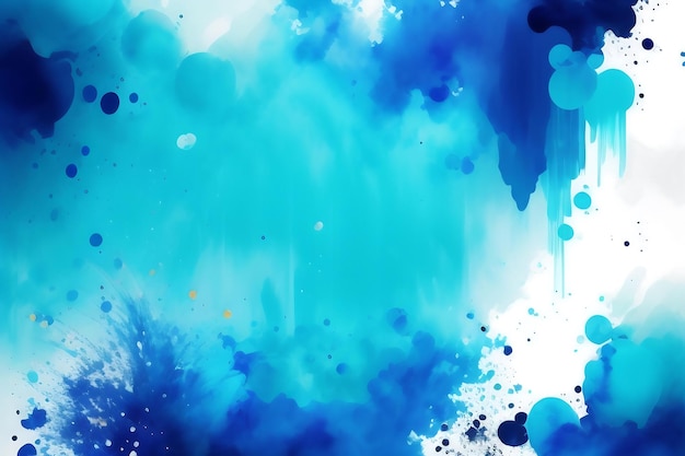 Abstrakter blauer Aquarellhintergrund, Farbspritzer, farbenfrohe Mischtapete, Blaugrün und Marineblau