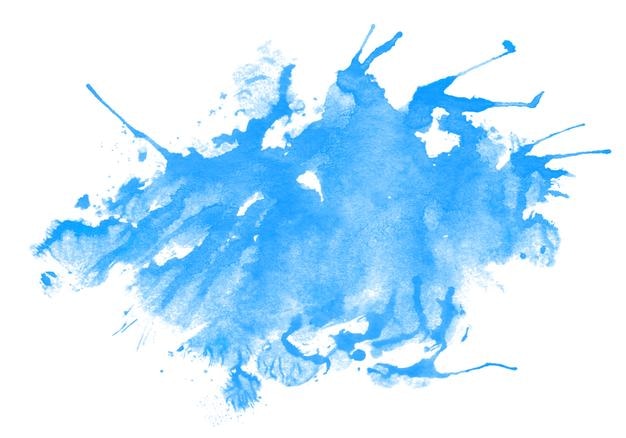 Abstrakter blauer Aquarellspritzer lokalisiert auf weißem Hintergrund