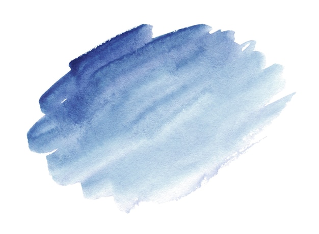 Abstrakter blauer Aquarellspritzerstrich auf weißem Hintergrund