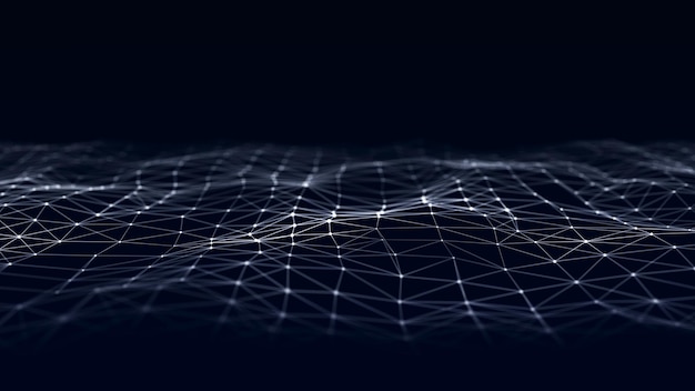 Abstrakter blauer futuristischer Hintergrund Technologische Welle des Informationsdatenflusses 3D-Rendering