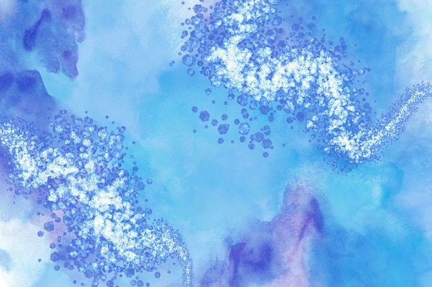 Abstrakter blauer handgemalter Aquarellhintergrund mit Scheinen