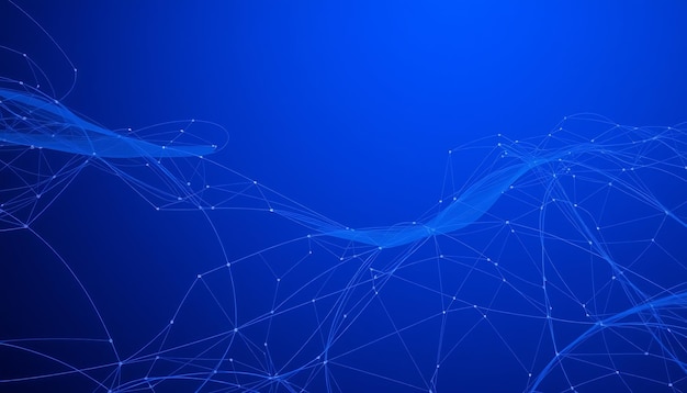 Abstrakter blauer Hintergrund mit leuchtenden Linien und Punkten