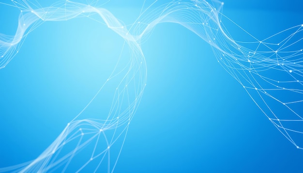 Abstrakter blauer Hintergrund mit weißen verbundenen Linien
