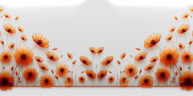 Abstrakter blumiger Hintergrund mit orangefarbenen Mohnblumen schöne Sommerblumen 3D-Illustration