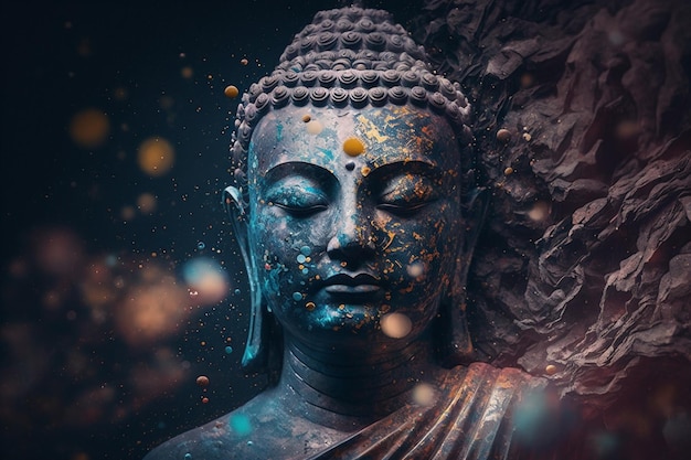 Foto abstrakter buddha auf dem hintergrund des geburtsuniversums