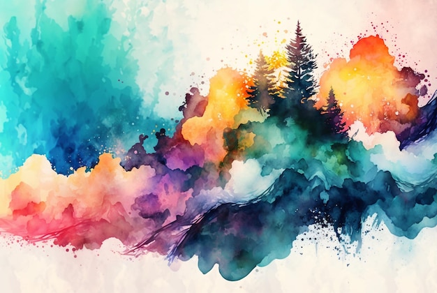 Abstrakter bunter Aquarellhintergrund Generative KI