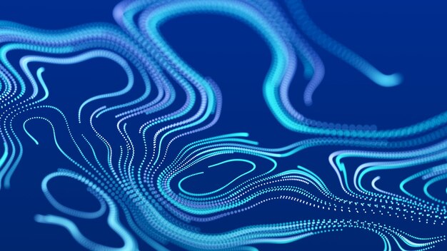 Abstrakter digitaler Hintergrund aus abgerundeten farbigen Linien Informationsflussraum Big Data-Visualisierung 3D