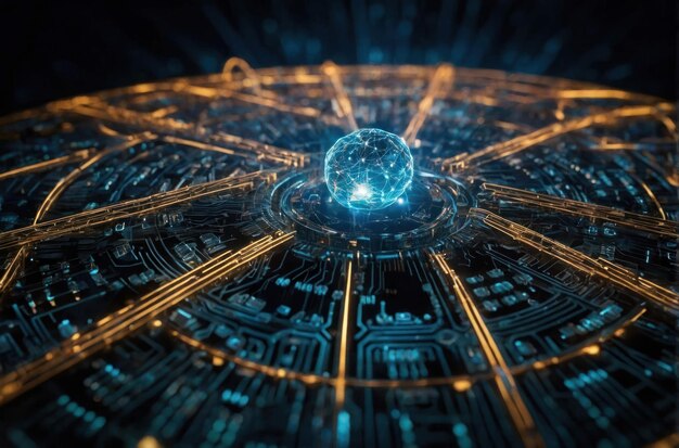 Abstrakter digitaler Matrix-Datenstrom im Cyberspace