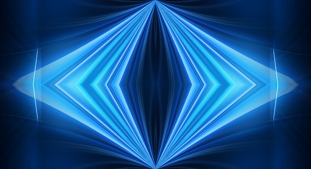 Abstrakter dunkler futuristischer Hintergrund Blaue Neonlichtstrahlen reflektieren