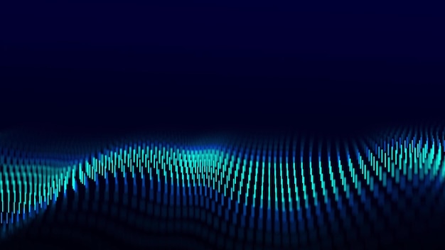 Foto abstrakter dynamischer wellenfluss aus blauen vertikalen linien auf dunklem hintergrund