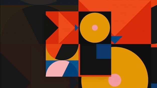 Abstrakter, farbenfroher Hintergrund im d-Flat-Stil, Bewegungs-Cartoon-Animation von bewegten geometrischen Elementen
