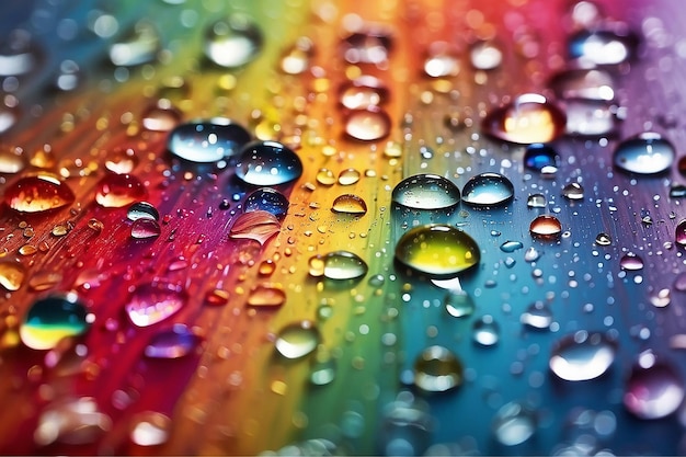 Abstrakter farbiger Hintergrund mit einer Vielzahl von durchsichtigen Regentropfen