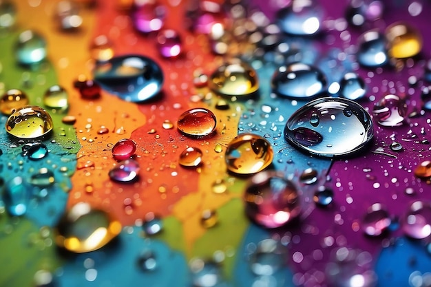 Abstrakter farbiger Hintergrund mit einer Vielzahl von durchsichtigen Regentropfen