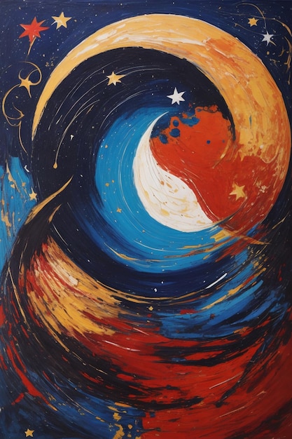 Abstrakter farbiger Hintergrund mit Sternen und Mondillustration für Ihr Design