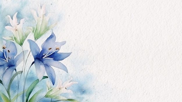 Abstrakter floraler blauer Blumen-Aquarell-Hintergrund auf Papier