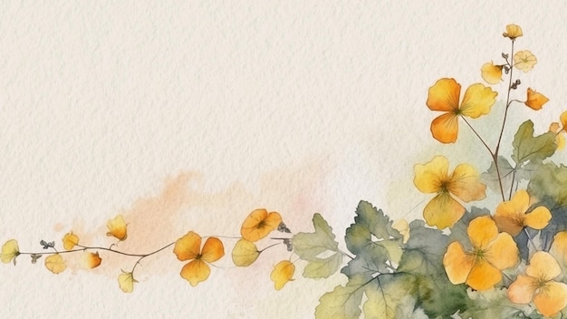 Abstrakter floraler gelber Blumen-Aquarell-Hintergrund auf Papier