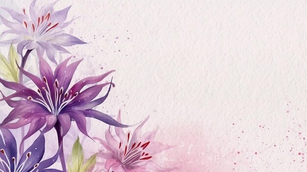 Foto abstrakter floraler lila blumen-aquarell-hintergrund auf papier