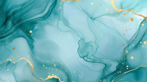 Abstrakter flüssiger Aquarell-Hintergrund mit goldenen Linien