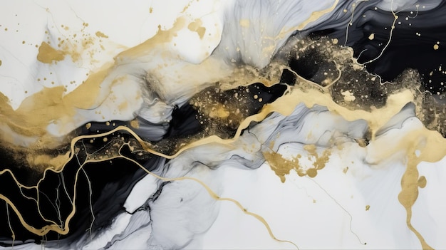 Abstrakter flüssiger Kunsthintergrund aus weißem und goldenem Marmor