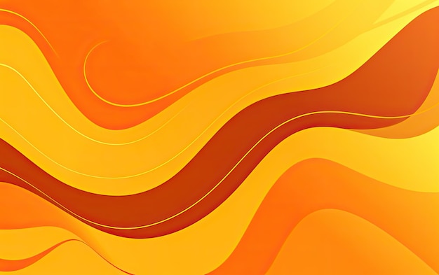 Abstrakter gelber und orangefarbener Hintergrund mit Kurven, kräftigen Umrissen und flachen Farben. Generative KI