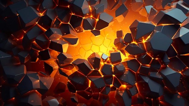 Abstrakter geometrischer Hintergrund Explosionsleistungskonstruktion mit der Zerkleinerungsoberfläche 3D-Illustration KI Generativ
