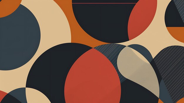 Abstrakter geometrischer Hintergrund im Bauhaus-Stil Einfache und elegante Formen in Retro-Farben Moderne geometrische Abstraktion aus der Mitte des Jahrhunderts