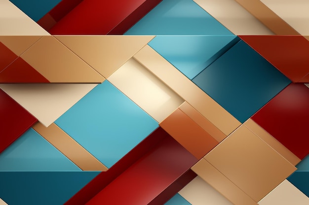 Abstrakter geometrischer Hintergrund mit den Farben Rot, Blau und Gold