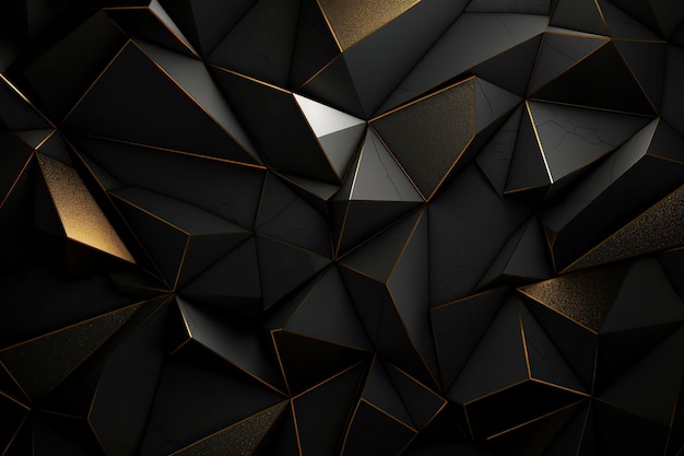 Abstrakter geometrischer Hintergrund mit goldenen und schwarzen dreieckigen Elementen