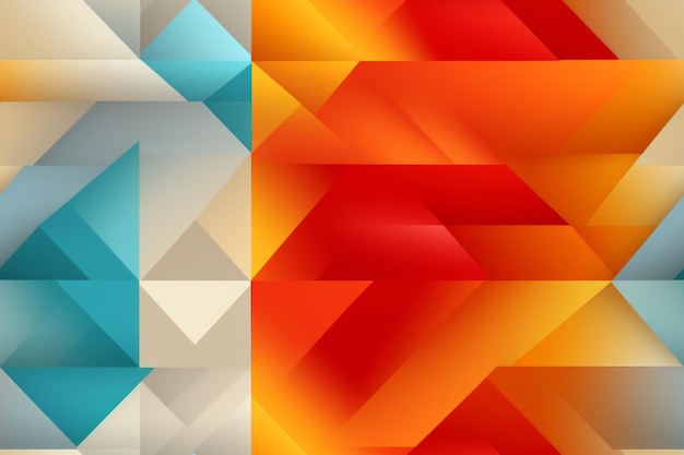 Abstrakter geometrischer Hintergrund mit rot-orangefarbenen und blauen Dreiecken