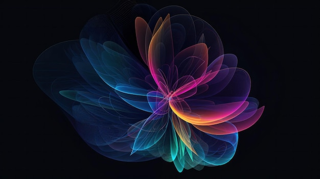 Abstrakter geometrischer Hintergrund Techno-Blume AI generativ