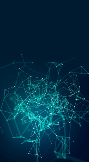 Abstrakter geometrischer Hintergrund von Verbindungen, Punkten und Linien, technischer Hintergrund von Verbindungen, vertikale Größe