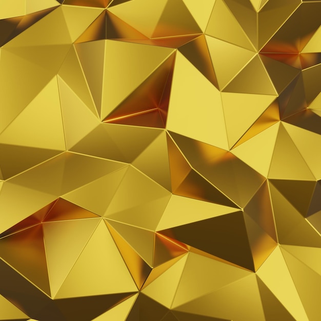 Foto abstrakter geometrischer polygon-goldhintergrund, 3d-rendering